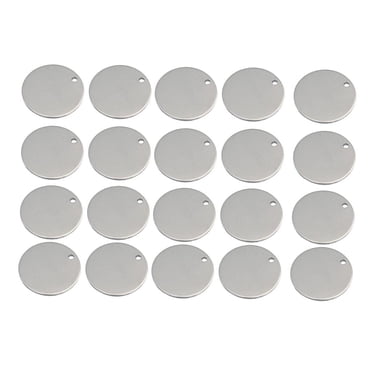 KLKCMS 20pcs 8mm Yuvarlak Gümüş Boş Damgalama Etiketleri Kefalet Sergililer Takı