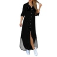 thumbnail image 1 of Ketyyh-chn99 Robes d'Été pour Femmes Plage Décontracté Robe d'Été de Plage Décontractée Robe Courte Ample Confortable à Rayures Manches Longues Longue Robe Noir,2TG, 1 of 5