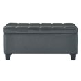 thumbnail image 3 of Faux Leather Storage Ottoman- Grey, 3 of 5