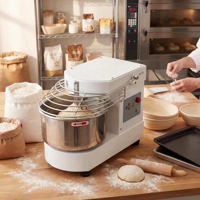 Commercial 10.5QT Dough Mixer,Food Mixer Machine 650W Dual-Rotation Kneading with Touchscreen Timer & Safety Shield, for Bakeries, Pizza Restaurants, Commercial Kitchens