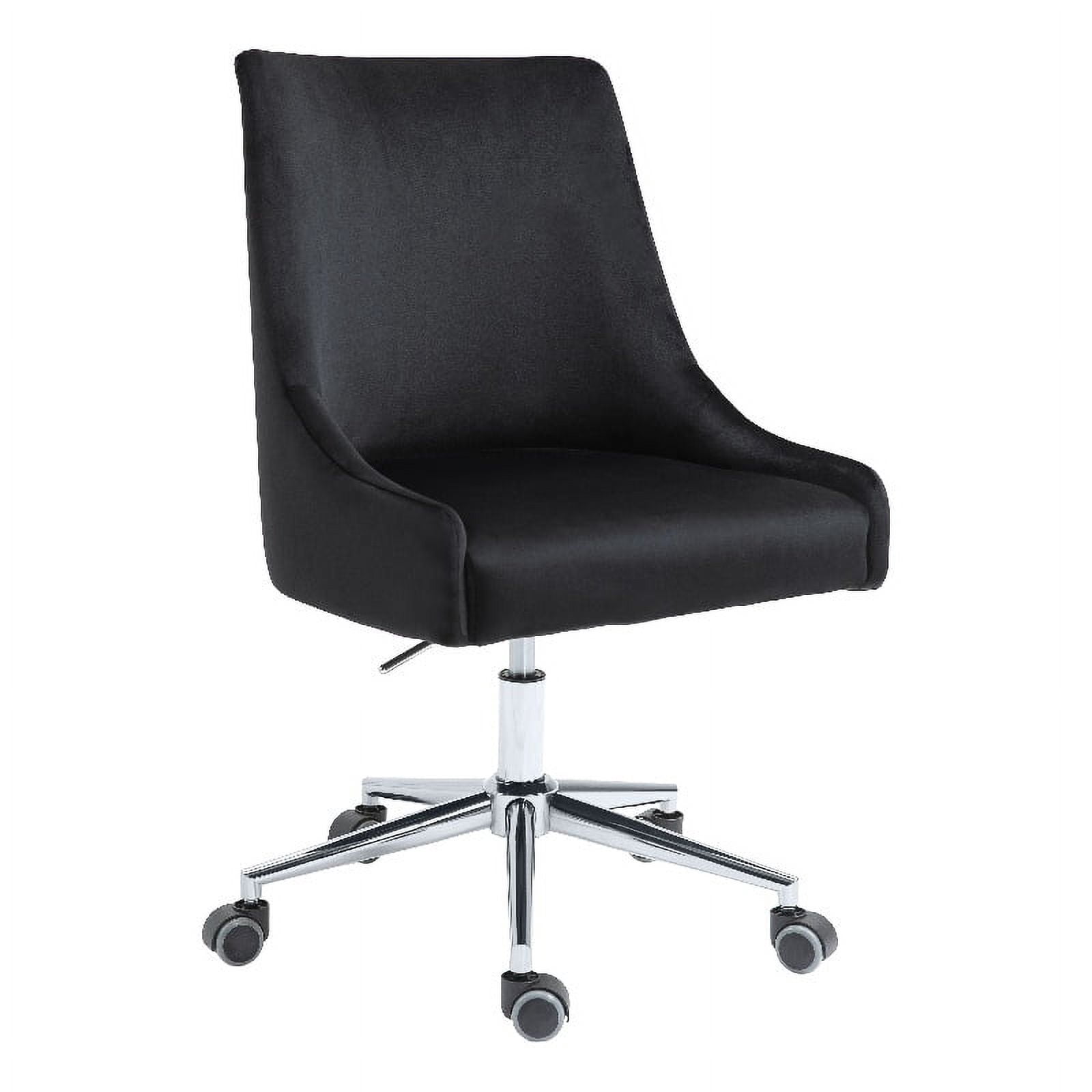 Meridian Furniture Karina Chaise de Bureau Pivotante Réglable en Velours Noir et Chrome