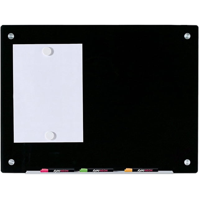 Audio-Visual Direct Glass Dry-Erase Whiteboard Set - 18" x 24" - (Magnetic, Black)
