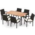 thumbnail image 4 of Costway 7PCS Patio Rattan Dining Set Chair Wooden Table Top W/Umbrella Hole, 4 of 10