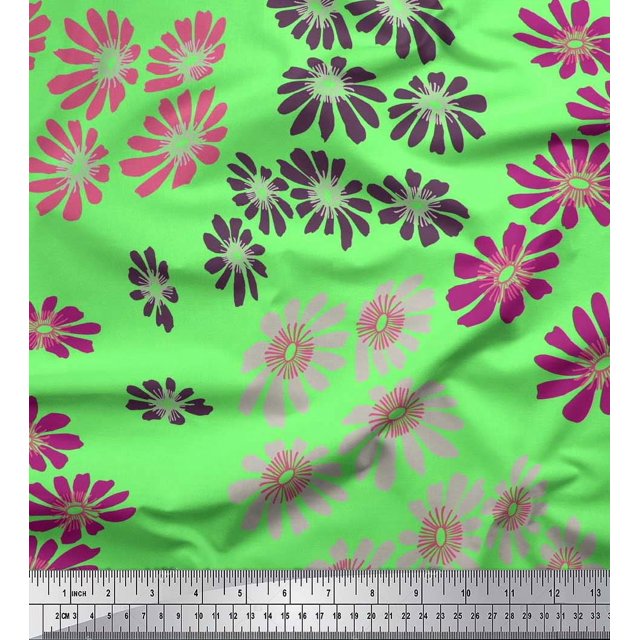 Soimoi Rayon Fabric Artistic Flower Decor Fabric Printed Yard 56 Inch Wide