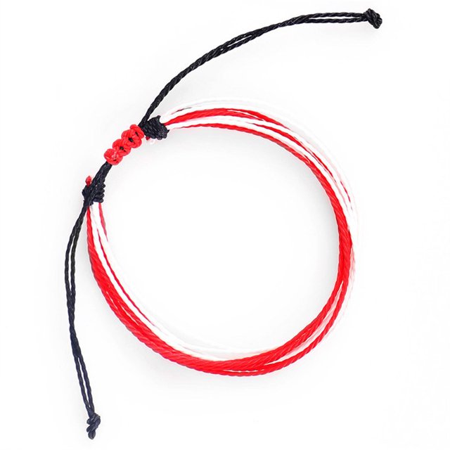Braided Bracelet Multicolor Aesthetic Jewelry Drawstring Unique Boho Bracelets Hand Rope Women Accessories for Teen Girls Red+Black
