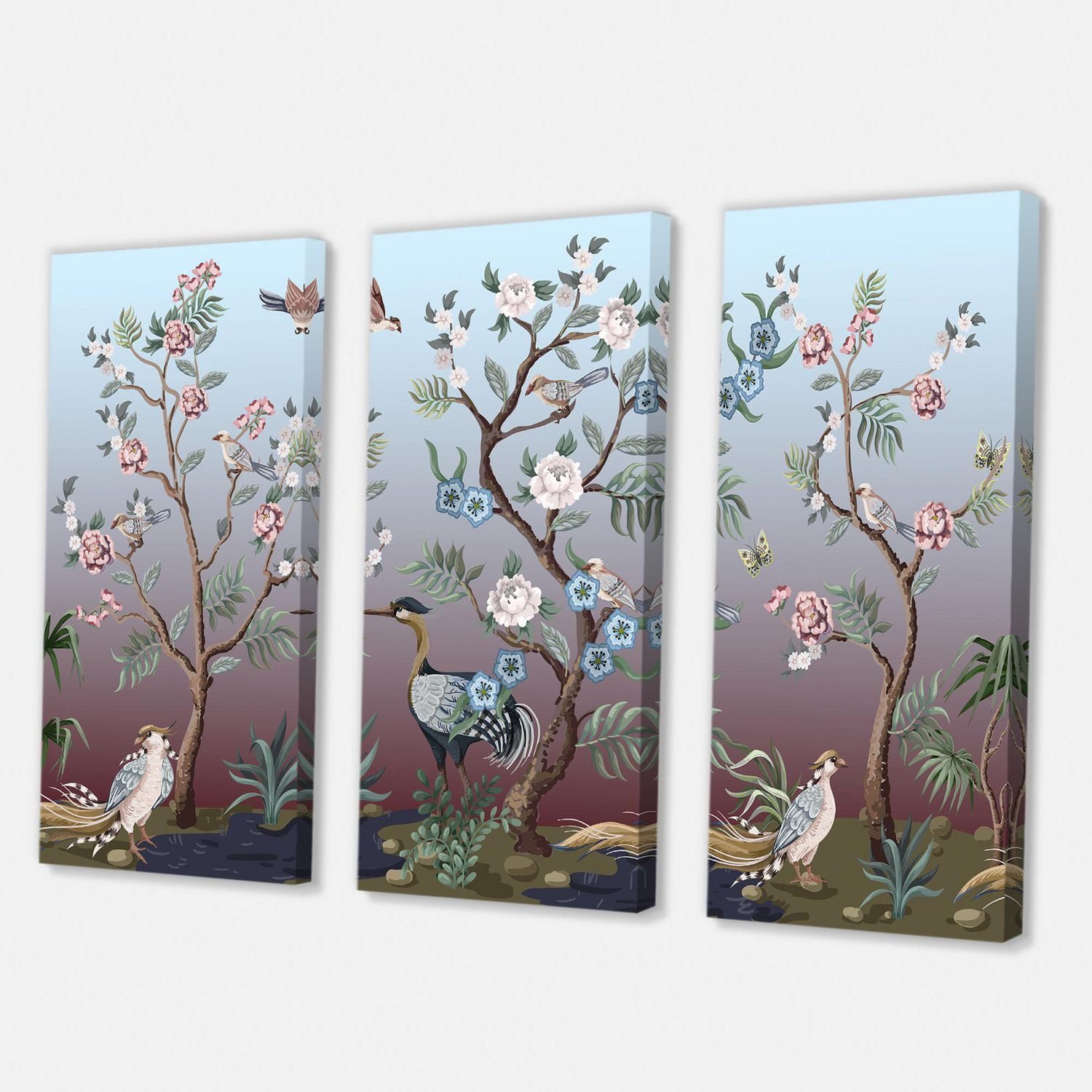 Designart Chinoiserie Aux Oiseaux Et Pivoines XI Art mural sur toile