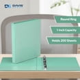 thumbnail image 2 of Davis Group Economy 3-Ring View Binders, 1" Round Rings, 225 Capacity, Mint, Pack of 6, 2 of 4
