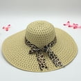 thumbnail image 4 of Sunscreen Braided Foldable Straw Hat Leopard Bowknot Decor Wide Brim Women Beach Hat Fashion Accessories, 4 of 8