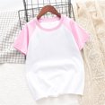 thumbnail image 2 of MeetoTime T-shirt à Manches Courtes en Coton pour Enfants, Patchwork, Couleur Unie, Col Rond, Confortable, pour Tout-Petits Garçons Filles, 2 of 3