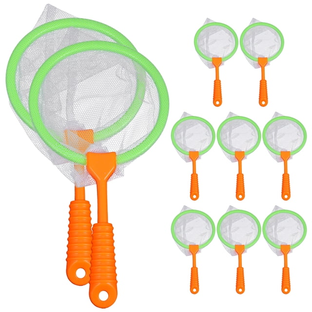 10 Pcs Filets de Pêche Portatifs pour Enfants Jouet de Pêche en Plein Air Attrape-Poisson Filet