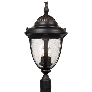 John Timberland Casa Sierra Traditional Outdoor Post Light Fixture Lantern Bronze 24 1/2" Seedy Glass for Exterior House Porch Patio Outside Deck Garage Yard Garden Driveway Home Lawn Walkway