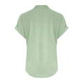 thumbnail image 5 of RKSTN Womens Summer Tops Fashion Cotton and Linen Buttons Going out Tops Basic Solid Color Shirts V-Neck Short Sleeve Loose Fit Pullover Tops, 5 of 5
