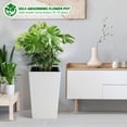 thumbnail image 3 of BeesClover 16 Inch Tall Planter Set of 2 Large Rattan Flower Pot with 2 Trays & a Water Level Monitor & Wheels Outdoor and Indoor for Patio, Porch, Living Room, or Home Office, 3 of 9