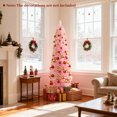 thumbnail image 2 of Gymax 5 FT Pink Artificial Christmas Tree Slim Pencil Xmas Tree w/ 328 Snow Flocked Branch Tips, 2 of 10
