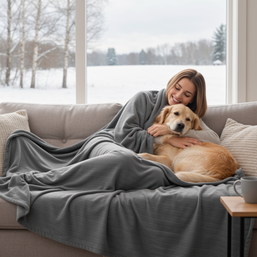 Naipo Heated Blanket Throw 50" x 60" , 4 Hours Auto-off & 6 Heating Levels Single Fleece Blanket Grey
