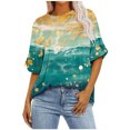 thumbnail image 1 of Pisexur Hauts pour Femmes Mode Décontractée Manches Courtes Col Rond T-Shirts Confortables Amples Imprimé Floral Blouses Printemps Été Hauts Élégants Imprimés Graphiques Grandes Tailles Tops de Sortie S-5TG, 1 of 7