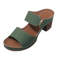thumbnail image 1 of IUJSOY Womens Heeled Sandals Open Toe Two Strap Chunky Heels Slides Soft Cushion Slip on Mules, 1 of 5