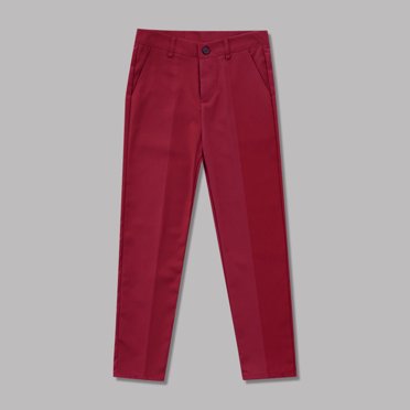 Pantalon d'Uniforme Scolaire pour Fille Nouveau Pantalon d'Uniforme pour Garçons et Filles à Enfiler Ample École Golf Taille Ajustable Pantalon Enfants Jambe Droite Bordeaux 11 Ans