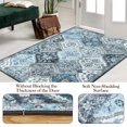 thumbnail image 3 of Hasoo Washable Living Room Area Rug 9x12 ft Large Modern Floral Non-Slip Soft Foldable Indoor Blue Carpet, 3 of 5