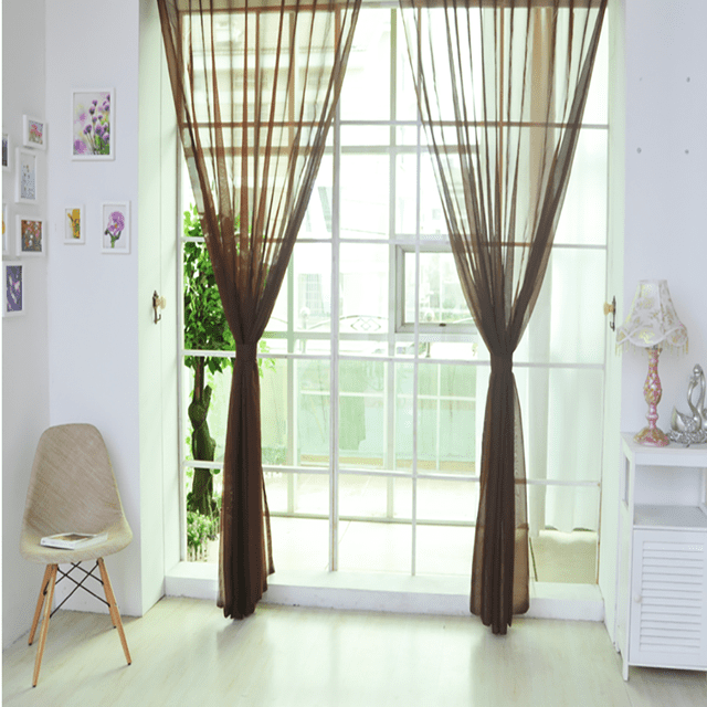 Fridja 1 PCS Pure Color Tulle Door Window Curtain Drape Panel Sheer Scarf Valances