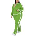 thumbnail image 3 of MAWCLOS Women Plus Size Slim Leg Sweatsuits Running Long Sleeve Jacket+Sweatpants Light Green XXXXXL, 3 of 5