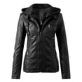 thumbnail image 1 of Womens Slim Leather Stand Collar Zip Motorcycle Suit Belt Coat Jacket Tops, 1 of 1