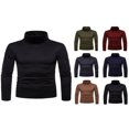 thumbnail image 1 of Chandail à Col Roulé pour Homme, Décontracté, Basique, Coupe Ajustée, Léger, Manches Longues, T-Shirt, Gris Foncé, TTG, 1 of 5