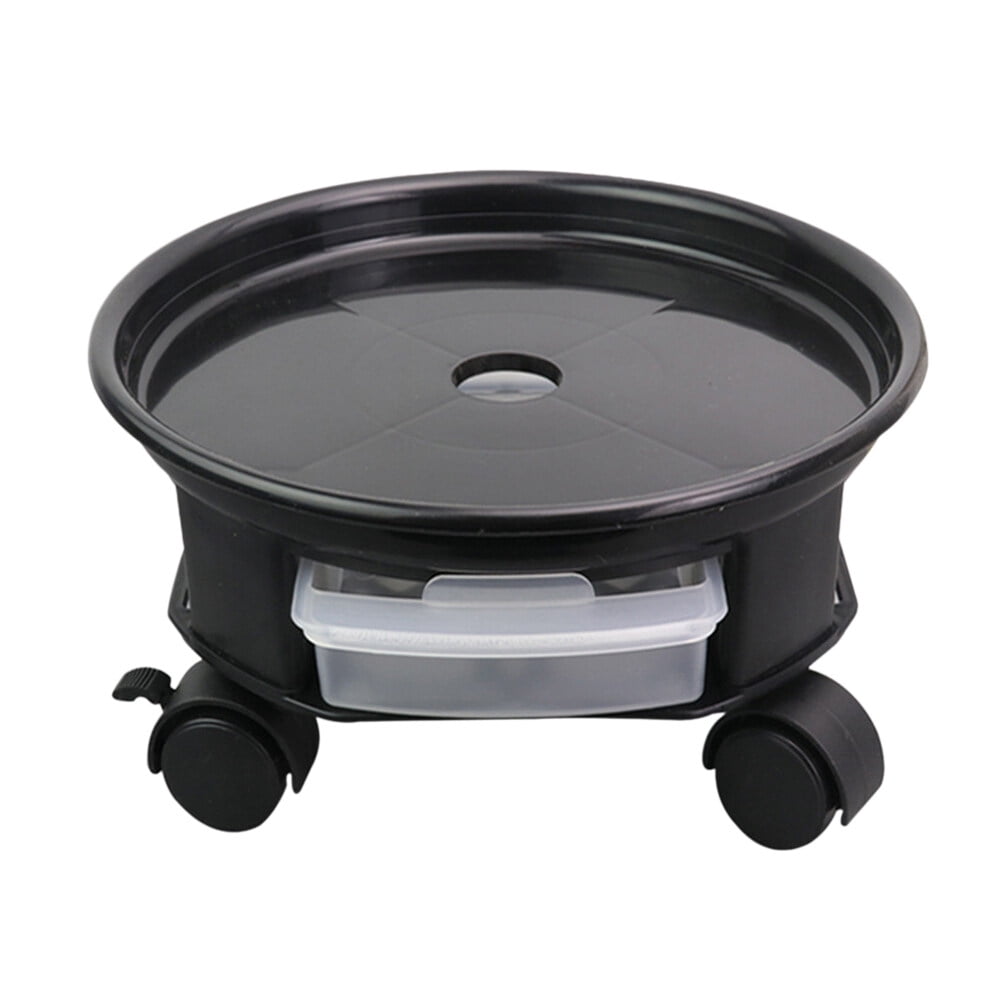 Plateaux Ronds pour Pots de Fleurs de 30 cm, Amovibles, Universels, Base à Roulettes Inférieure pour Plante, Base de Pot de Fleurs avec Tiroir de Rangement pour la Maison (Noir)