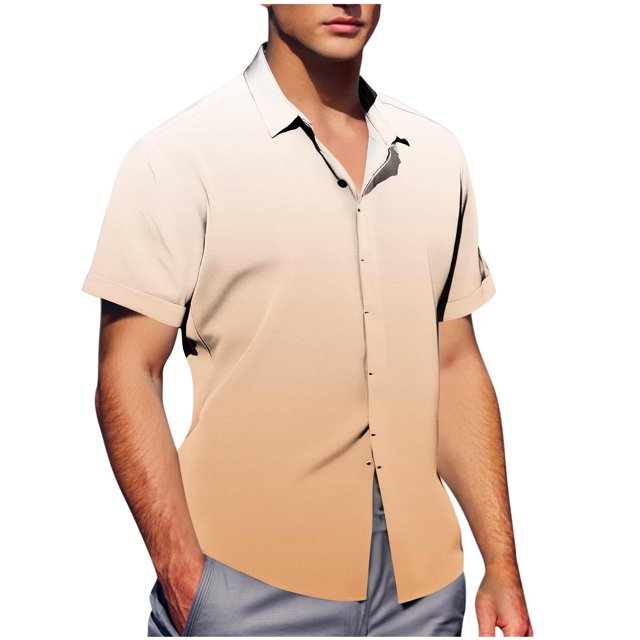 Pisexur T Shirts for Man , Chemise à Boutons à Manches Courtes pour Homme, Mode Décontractée, Col Rabattu, Imprimée, Orange, TG, Chemises de Golf pour Hommes et Chemises pour Hommes