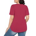thumbnail image 4 of Dealovy Hauts d'Été pour Femmes Chic Décontracté Manches Courtes Plissées Col Ras du Cou T-Shirts Amples Unis Tuniques pour Dames, 4 of 7