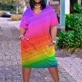 thumbnail image 1 of LSLJS Plus Size Dress For Women V Neck Summer Robes Décontractées avec Poches Knee Short Sleeve, 1 of 5