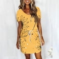 thumbnail image 2 of DPTALR Robe Mi-Mollet à Manches Courtes et Col en V pour Femmes, Jupes Courtes Rétro pour Dames, Jolies Robes d'Été pour Sorties pour Filles, 2 of 4