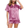thumbnail image 1 of Babysbule Pyjamas d'Été pour Femmes Vêtements de Nuit Mode d'Été pour Femmes Ample Décontracté Demi-Col en V Uni Chemise Mi-Mollet Ensembles de Pyjama, 1 of 6