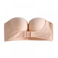 thumbnail image 1 of Women Gather Strapless Front Closure Bra Lingerie Invisible Brassiere With Adjustable Shoudler, 1 of 7
