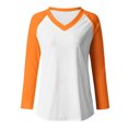thumbnail image 4 of FAIWAD Women’s Color Block Tunic Top Long Sleeve Patchwork V Neck Plus Size Pullover Top, 4 of 4