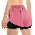 thumbnail image 2 of Plebaso Women's 2 in 1 Running Shorts Elastic Waist Drawstring Athletic Shorts Lightweight Workout Shorts, 2 of 6