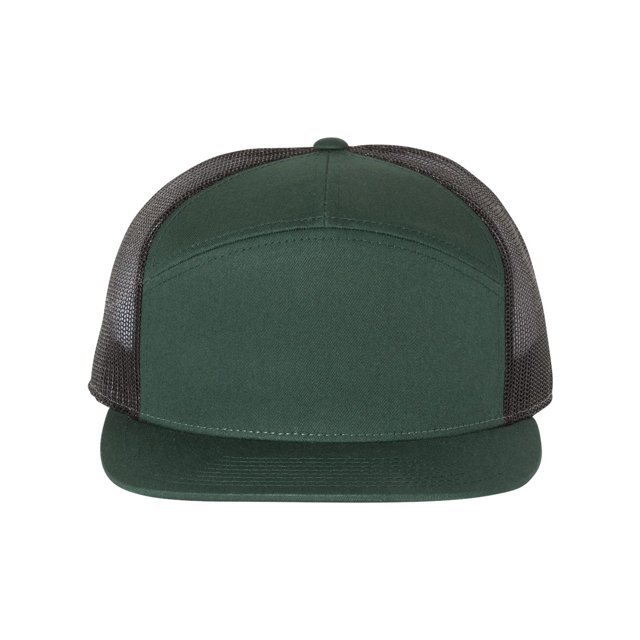 Richardson Seven-Panel Trucker Cap, One Size, Dark GreenBlack