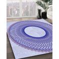 thumbnail image 3 of Ahgly Tapis Rond Lavable en Machine Intérieur Transitionnel Bleu Céleste, 8 Pieds Rond, 3 of 7