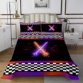 thumbnail image 1 of Erosebridal Teens Sports Bedspread Sets Queen Size, Lightsaber Bed Quilt, Racing Checkered Decor 3pcs, 1 of 5