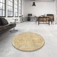 thumbnail image 3 of Ahgly Company Tapis d'Intérieur Carrés Abstraits Brun Or, Tapis de Zone Abstraits, 8 Pieds Carré, 3 of 6