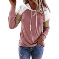 thumbnail image 1 of MAWCLOS Ladies T-shirt Color Block Sweatshirt Long Sleeve Pullover Loose Fit Work Hooded Neck Hoodies Pink 2XL, 1 of 2