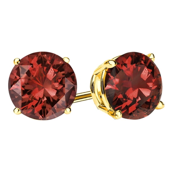 Paris Jewelry 18k Yellow Gold Plated 1/2 Carat Round Created Garnet Stud Earrings