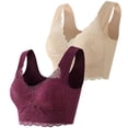 thumbnail image 1 of Timegard 2pc Plus Size Bras for Women No Underwire Lace Full Support Back Smoothing Comfort Daily Bras, 1 of 6