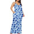 thumbnail image 1 of FcBaudy Camisole Sans Manches Robe Col en V, Robes d'Été pour Femmes, Robes Femmes Mode Grande Imprimé Robe à Bretelles Irrégulière Double Poche Robe Femmes, 1 of 4