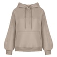 thumbnail image 4 of MeetoTime Women's Hooded Sweatshirt Fall Basic Long Sleeve Solid Color Hoodie Pullover with Pocket, 4 of 6