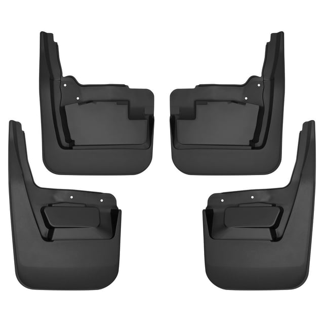 Husky Liner Mud Flap 58276 Custom Mud Guards; Direct-Fit; Set of 4; Contoured; Without Logo; Black; Thermoplastic; Screw On