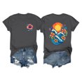thumbnail image 2 of Pisexur Hauts pour Femmes, Chemisiers pour Femmes Chic Décontracté, Haut en Lin Décontracté pour Femmes à Col Rond Grande Taille Imprimé à Manches Courtes avec Boutons T-shirt Blouse Café, 2TG, 2 of 2