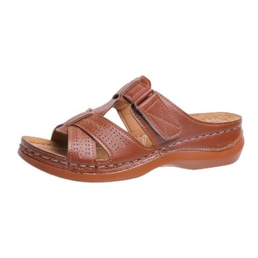 Pisexur Sandales Compensées pour Femmes Été Bohèmes Légères Souples à Enfiler Plates Sandales Compensées Plateforme Pantoufles de Plage Chaussures Décontractées Découpées Sandales Vintage pour Femmes Habillées
