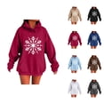 thumbnail image 1 of Chandails à Capuchon de Noël pour Femmes 2025 à Manches Longues, Chandail à Capuchon Graphique Flocon de Neige avec Poches, Haut à Enfiler, 1 of 5