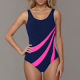 thumbnail image 2 of VBTAPA Womens One Piece Swimsuit Tummy Control Sporty Slimming Bathing Suit Color Block Full Coverage Swimwear Daily Sales Navy L, 2 of 6